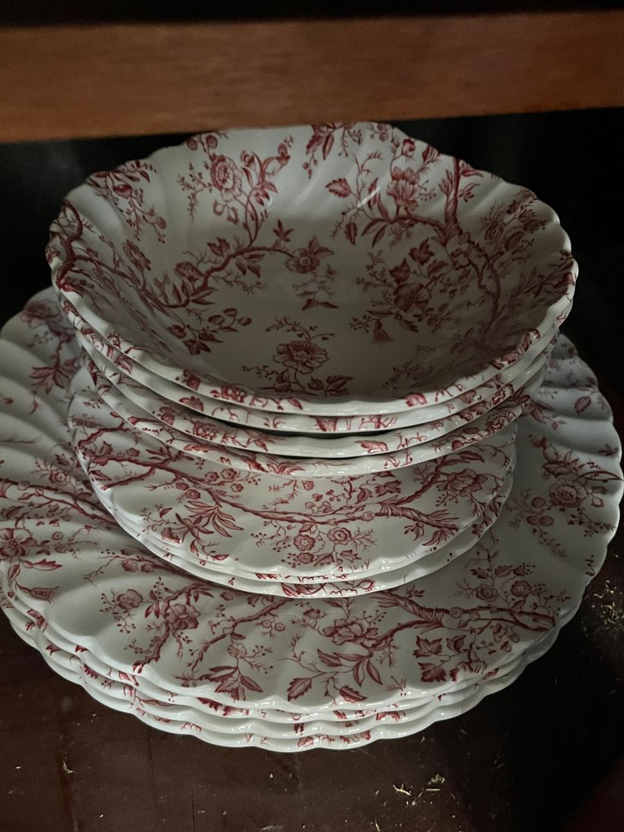Johnson Brothers Friendly Village Pattern Red Transferware Dining Set