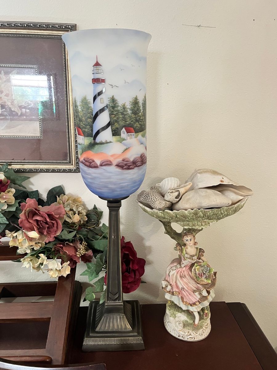 Nautical Themed Table Lamp with Figural Compote Display