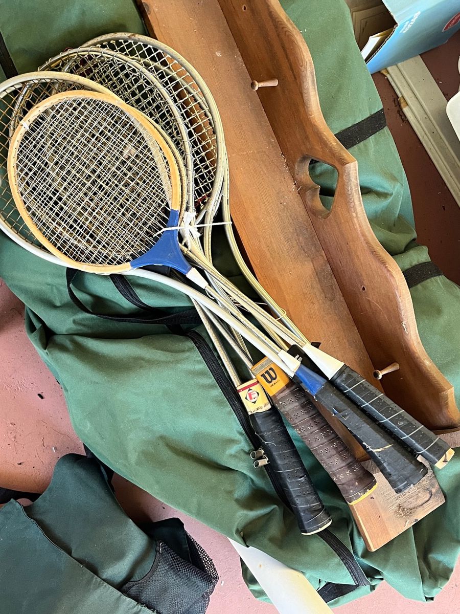 Vintage Badminton Racquets and Equipment Grouping