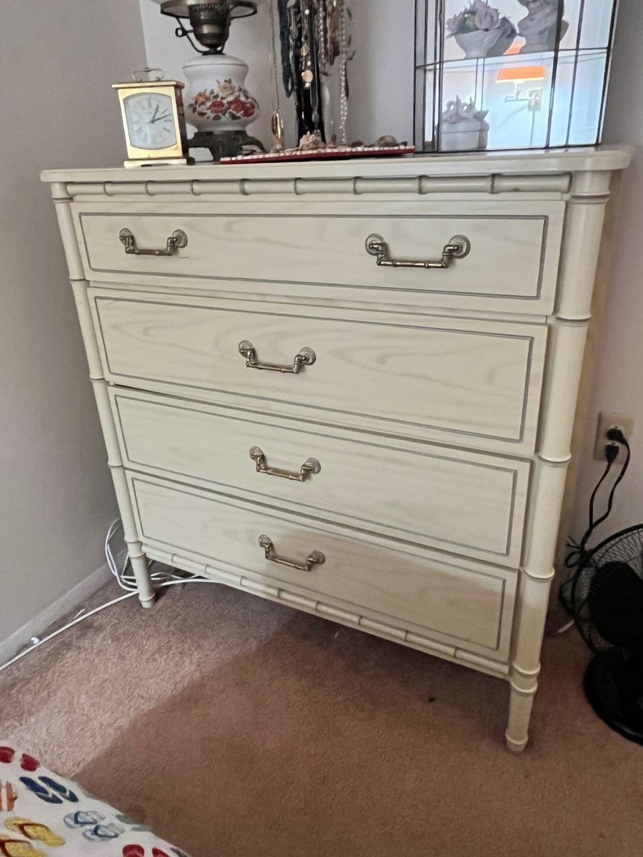 Hollywood Regency Bamboo Chinoiserie Faux Bamboo Six-Drawer Dresser