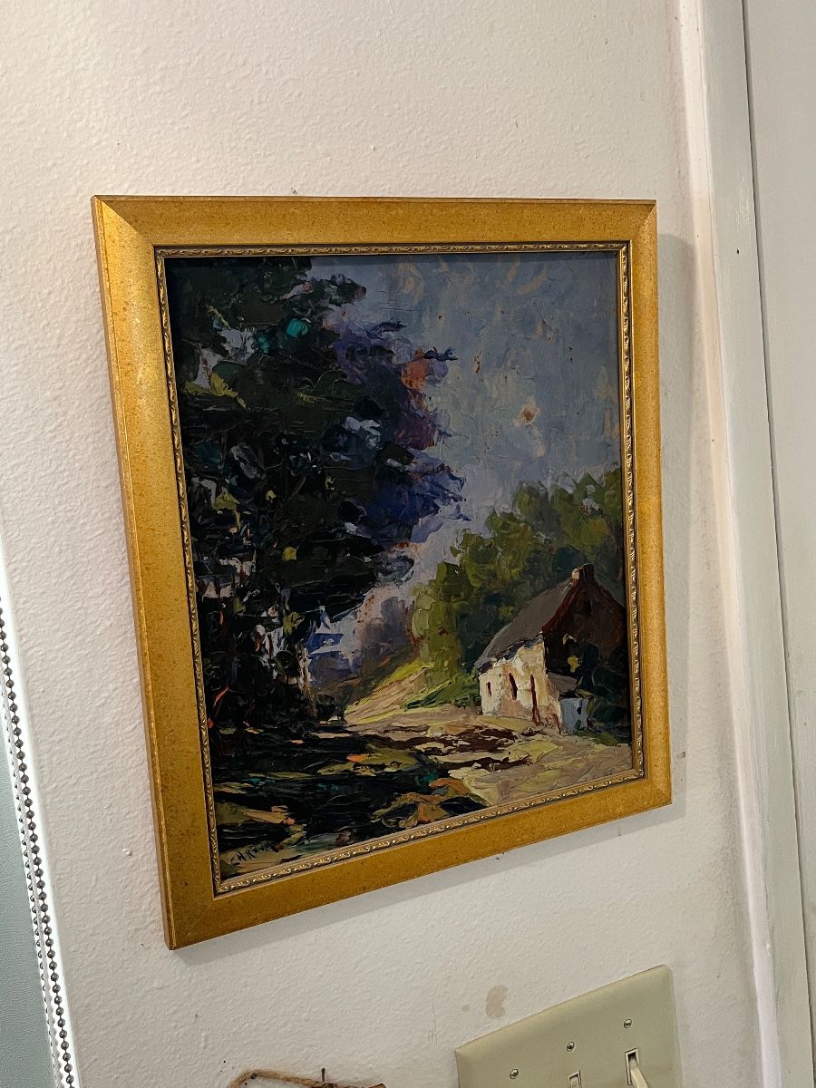 Estate Landscape Oil Painting Cottage Home