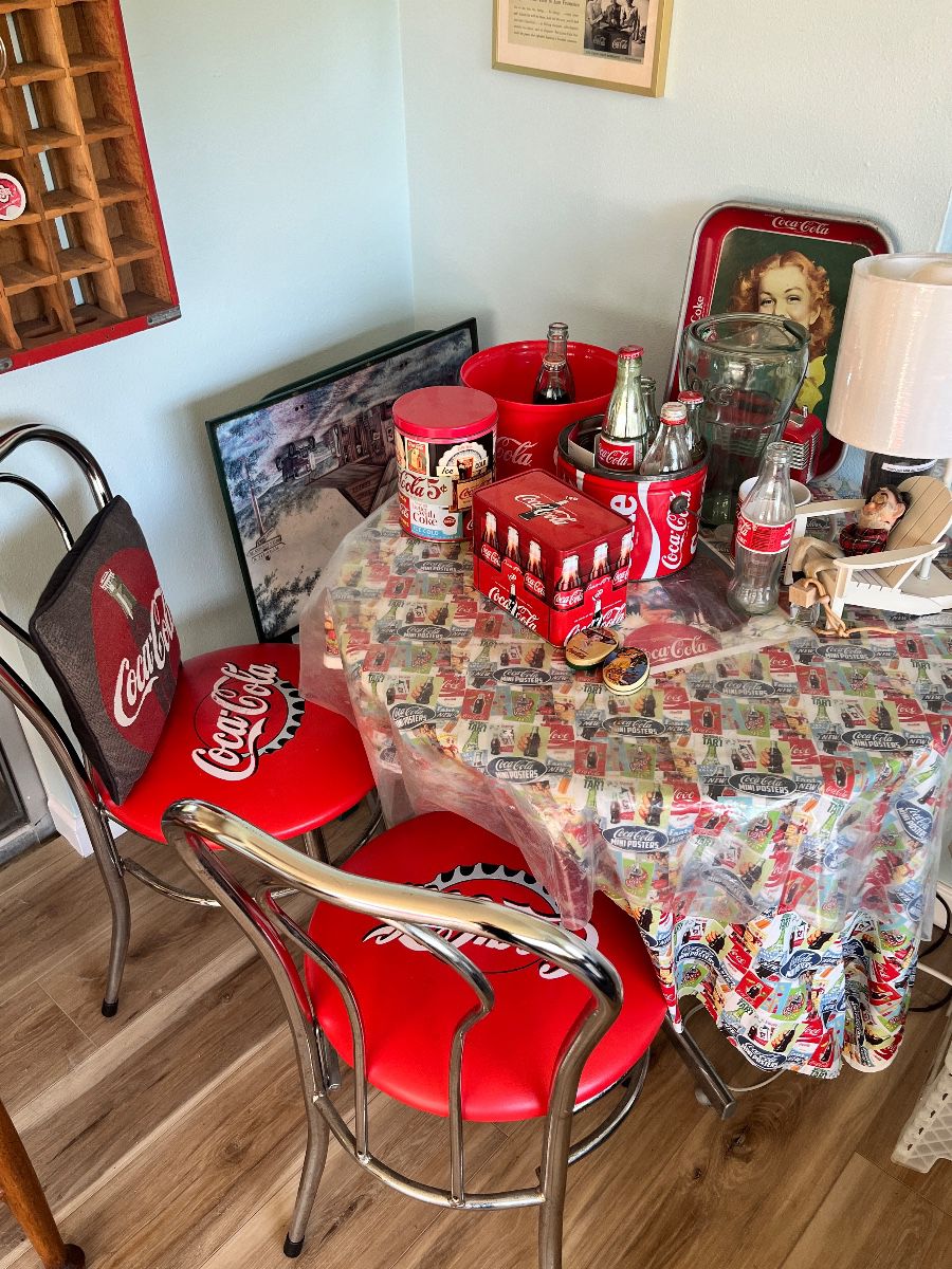 Coca-Cola Memorabilia Assortment with Chairs
