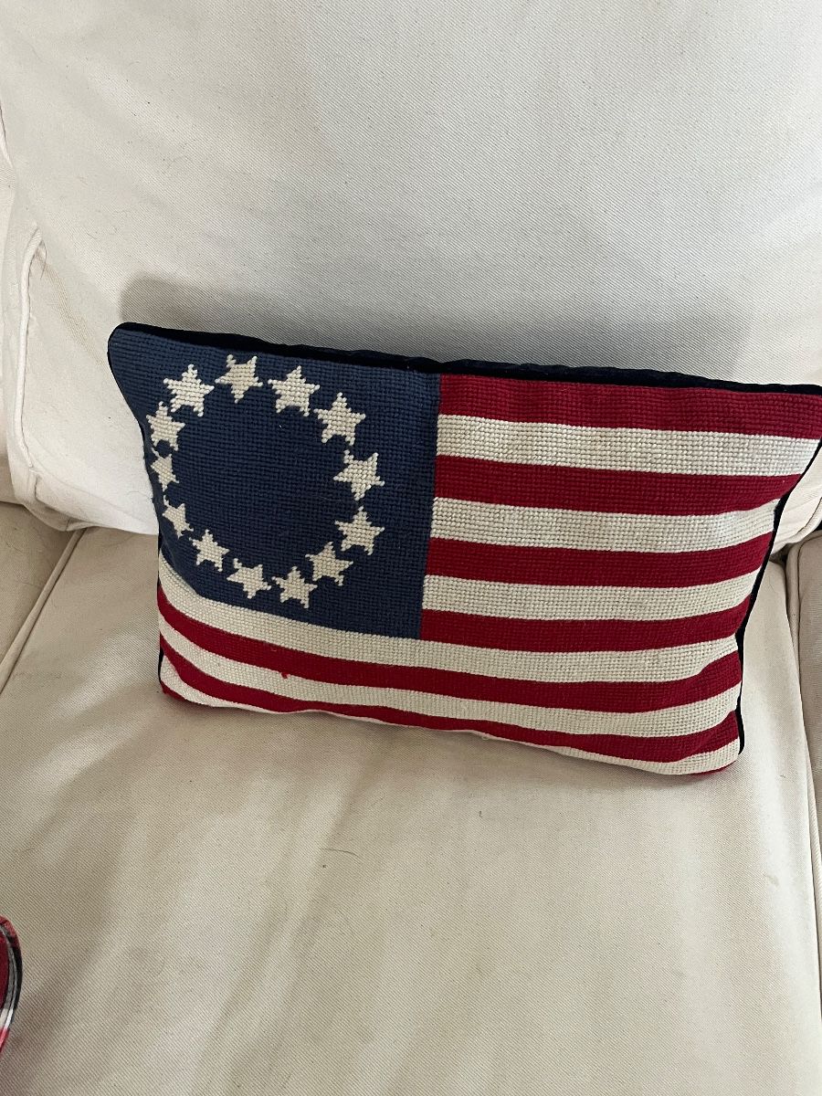 Betsy Ross American Flag Needlepoint Pillow