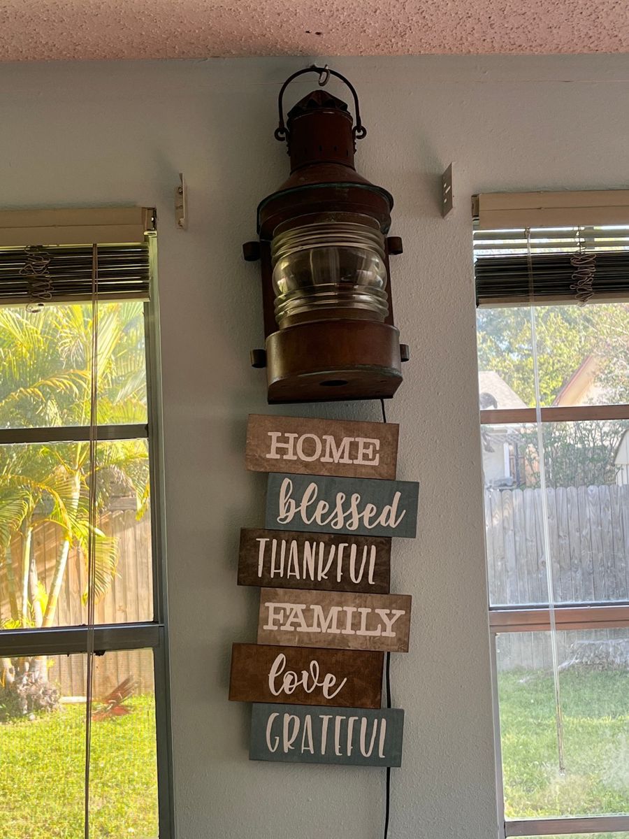 Vintage Nautical Lantern with Inspirational Word Plaque Grouping