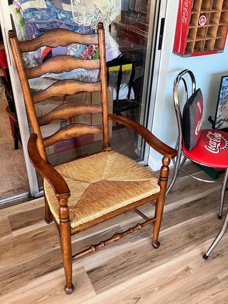 Ladder-Back Armchair with Rush Seat