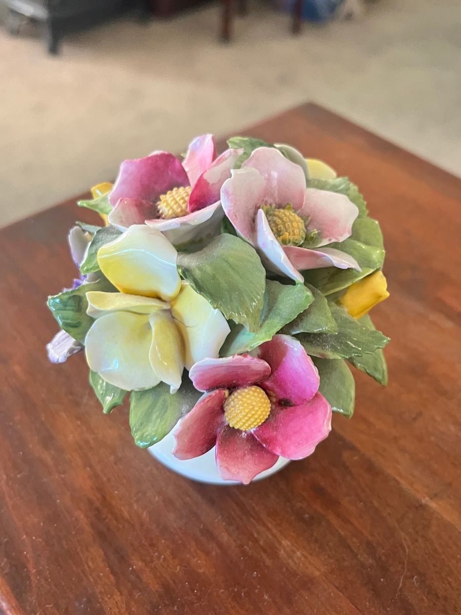 Hand-Painted Porcelain Floral Arrangement Figurine