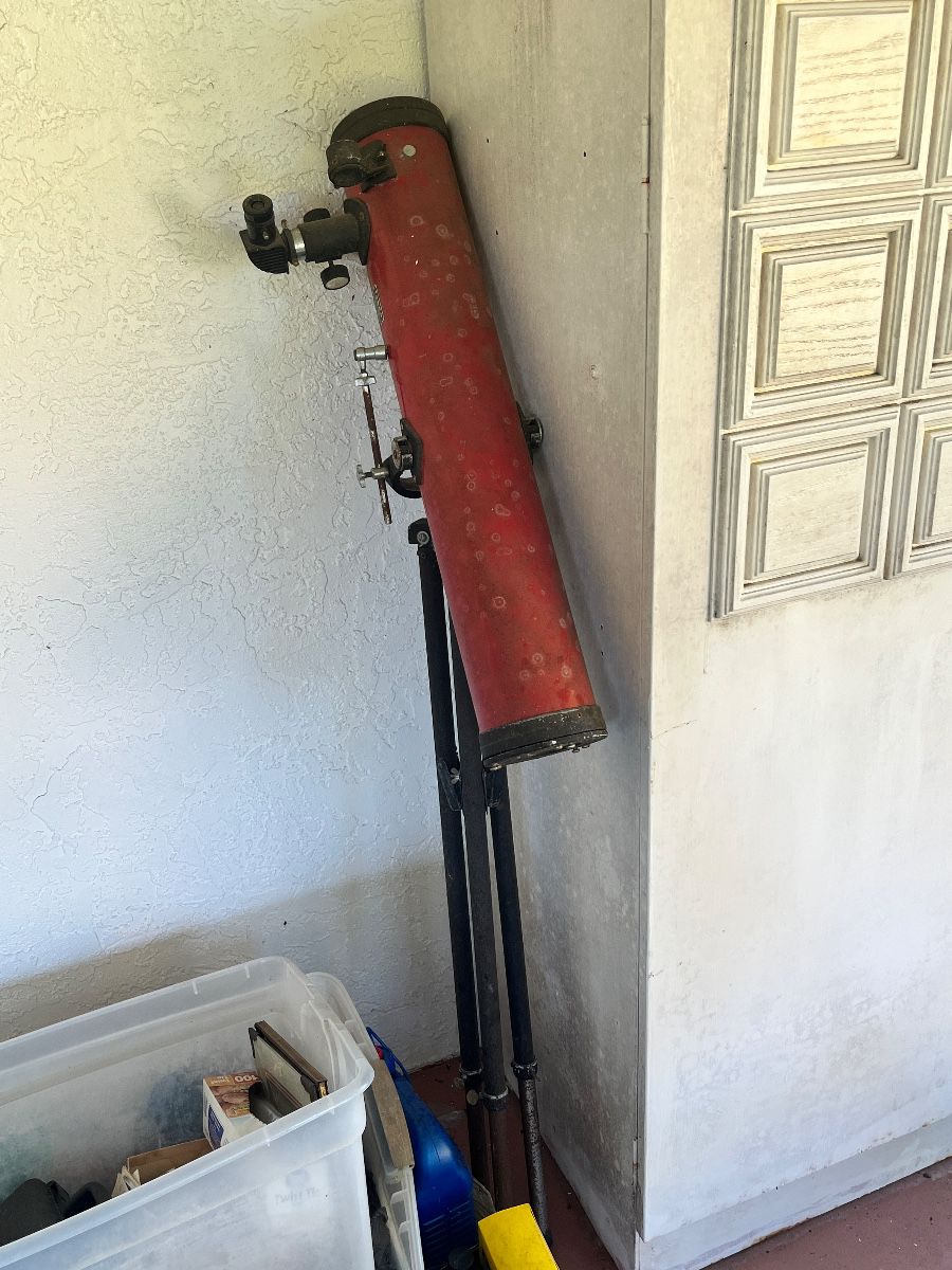 Vintage Red Refractor Telescope with Tripod