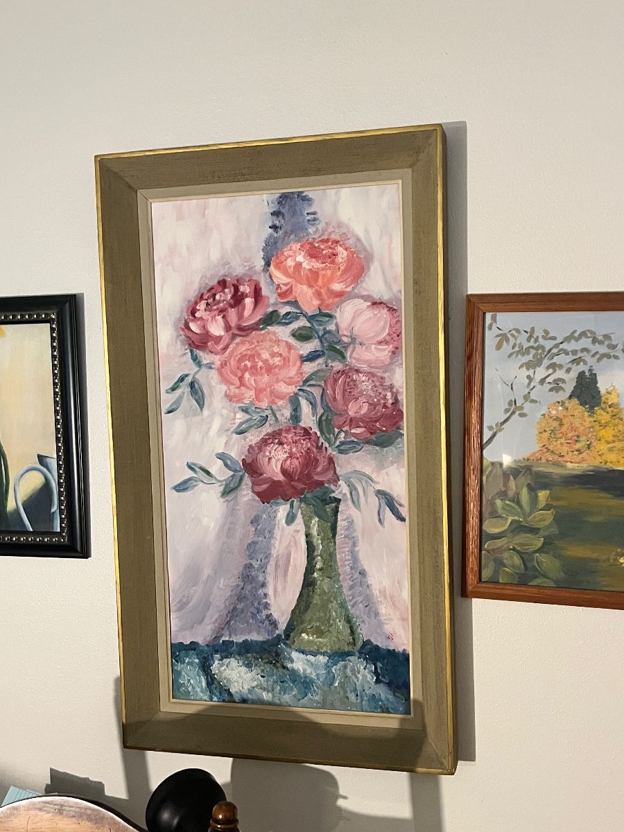 Floral Still Life Oil Painting with Peonies