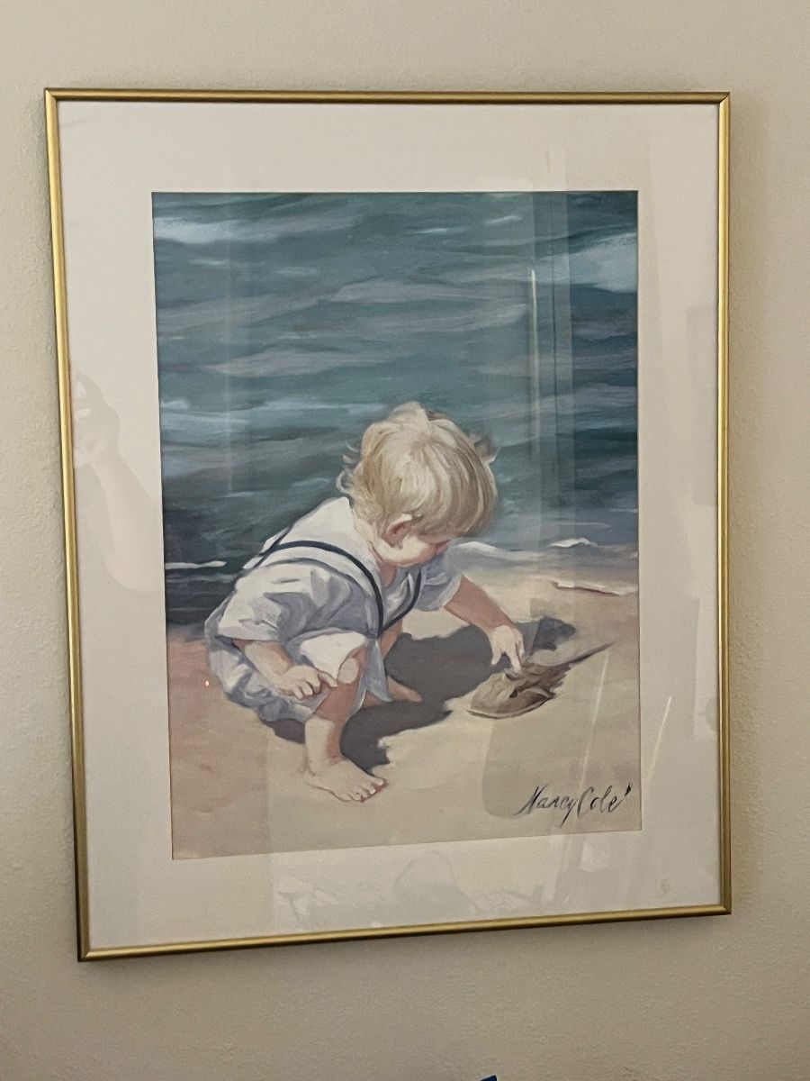 Nancy Cole Child on Beach Watercolor Artwork
